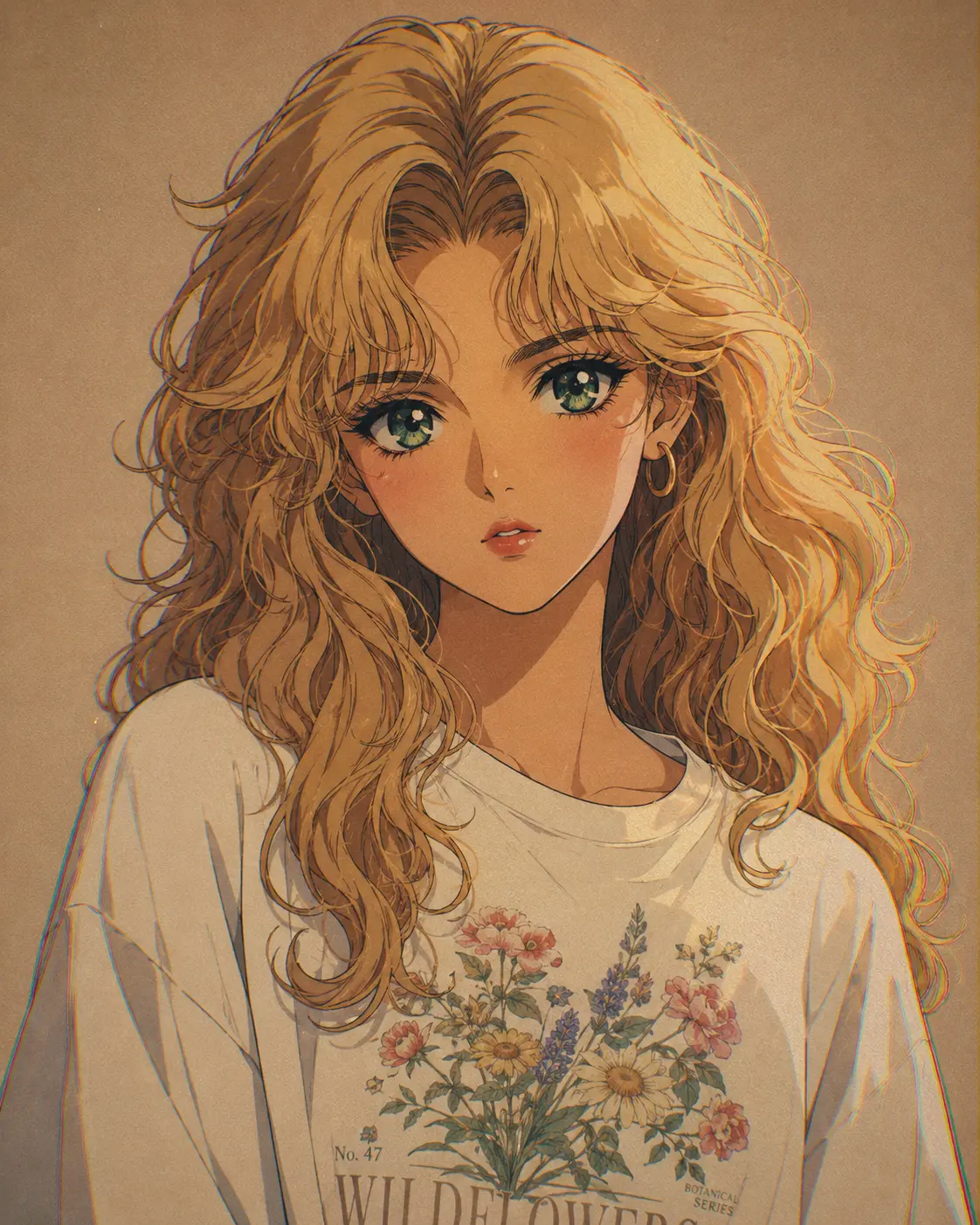 Retro Bloom — 80s Anime Girl with Blonde Curls