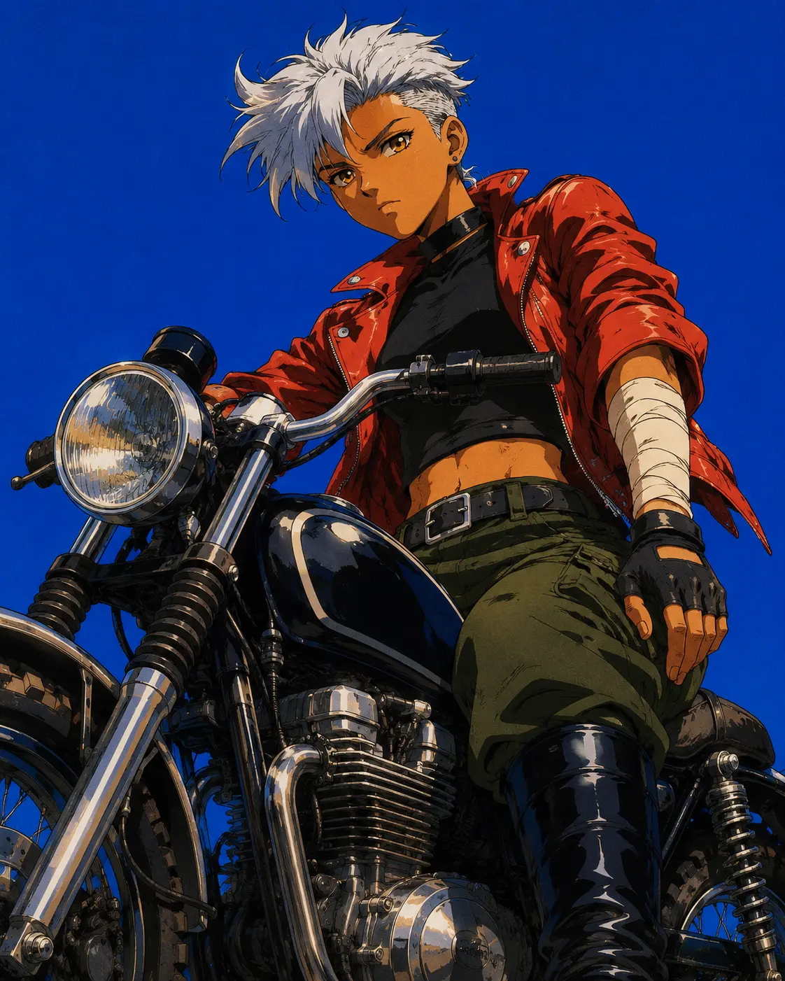 Steel and Chrome 90s Anime Biker Girl