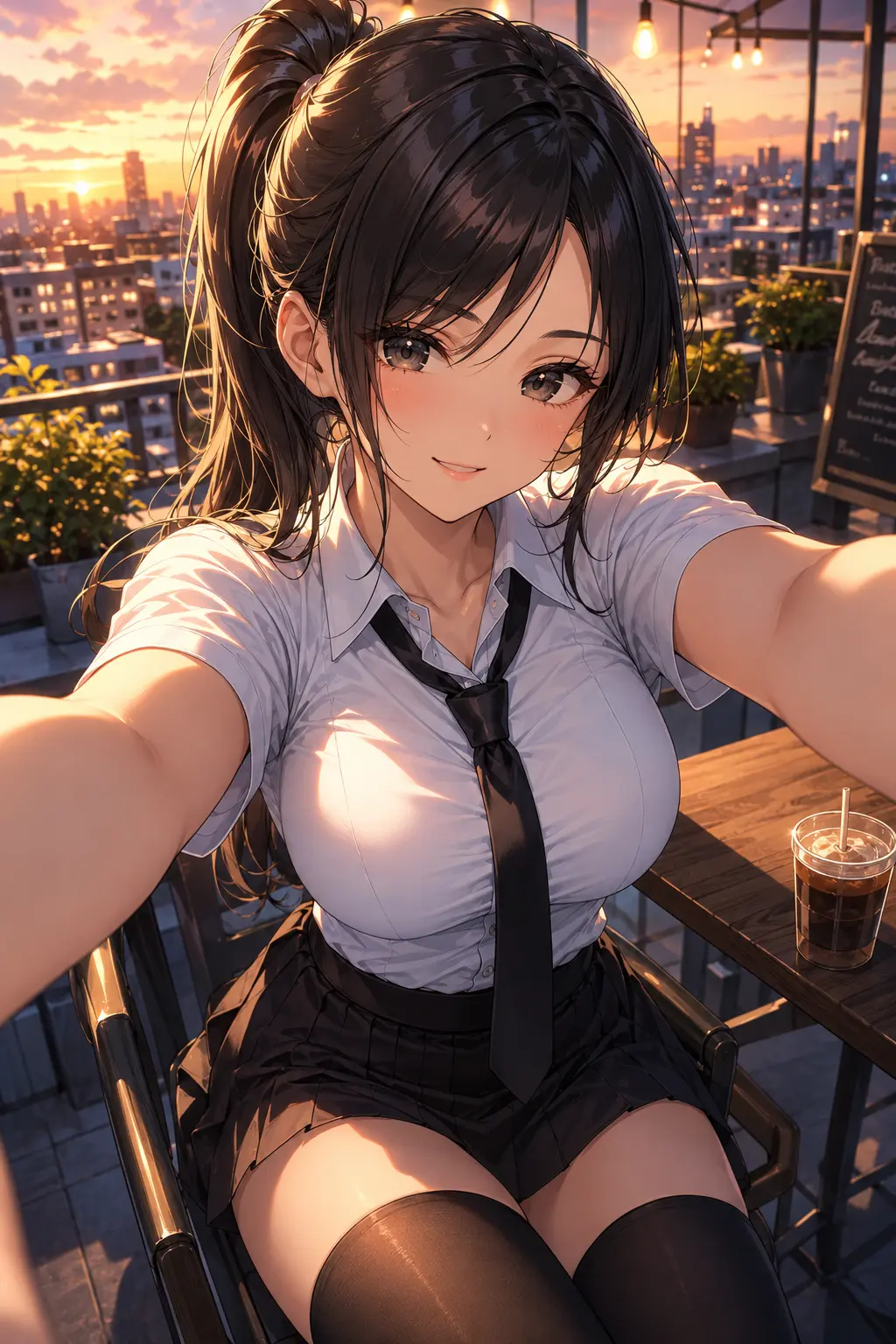 Golden hour rooftop selfie moment