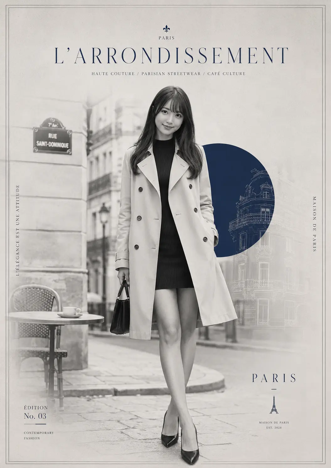 Élégance parisienne sous le ciel gris