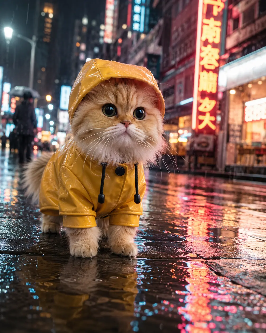 Cat in a raincoat