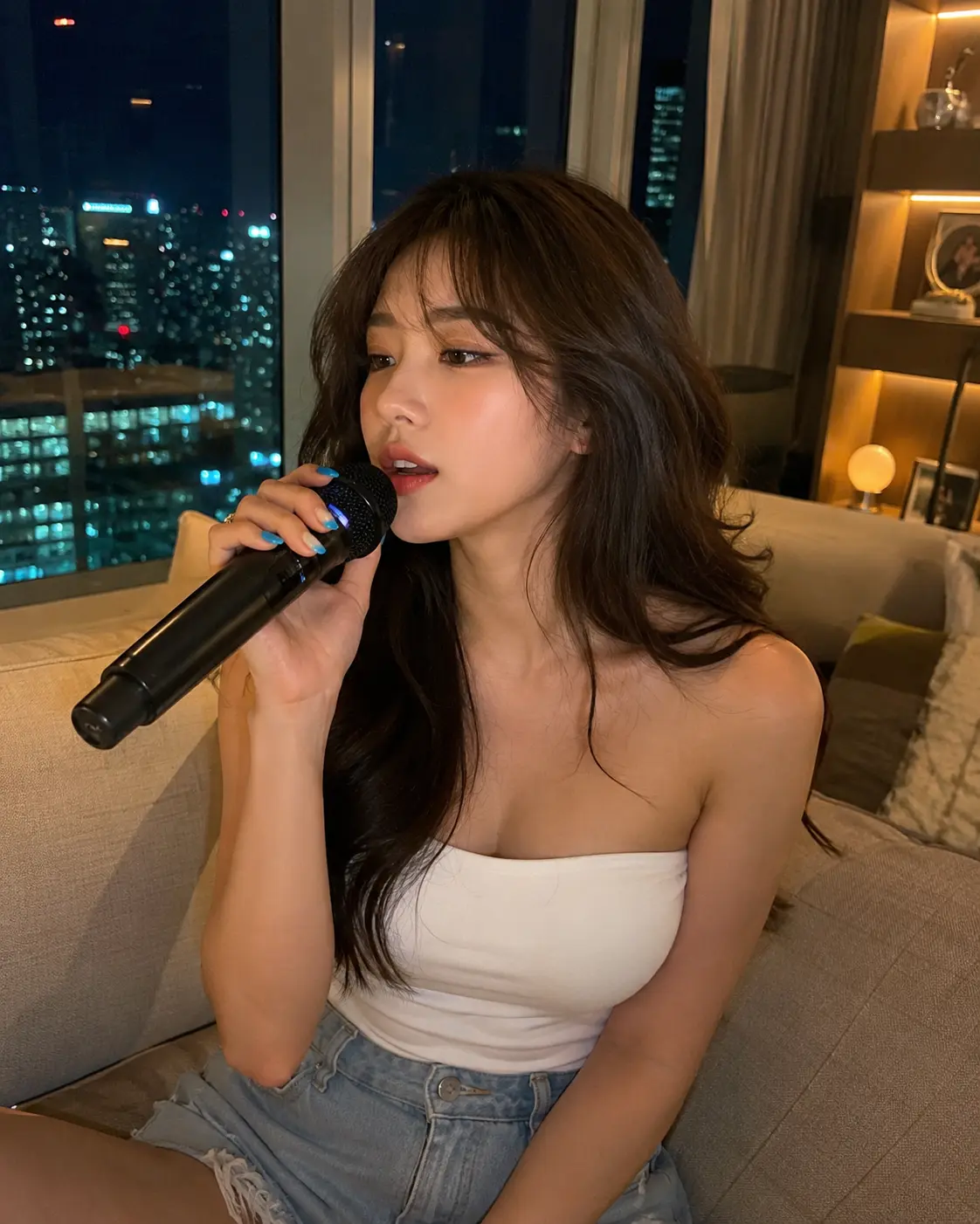 Singing under city lights