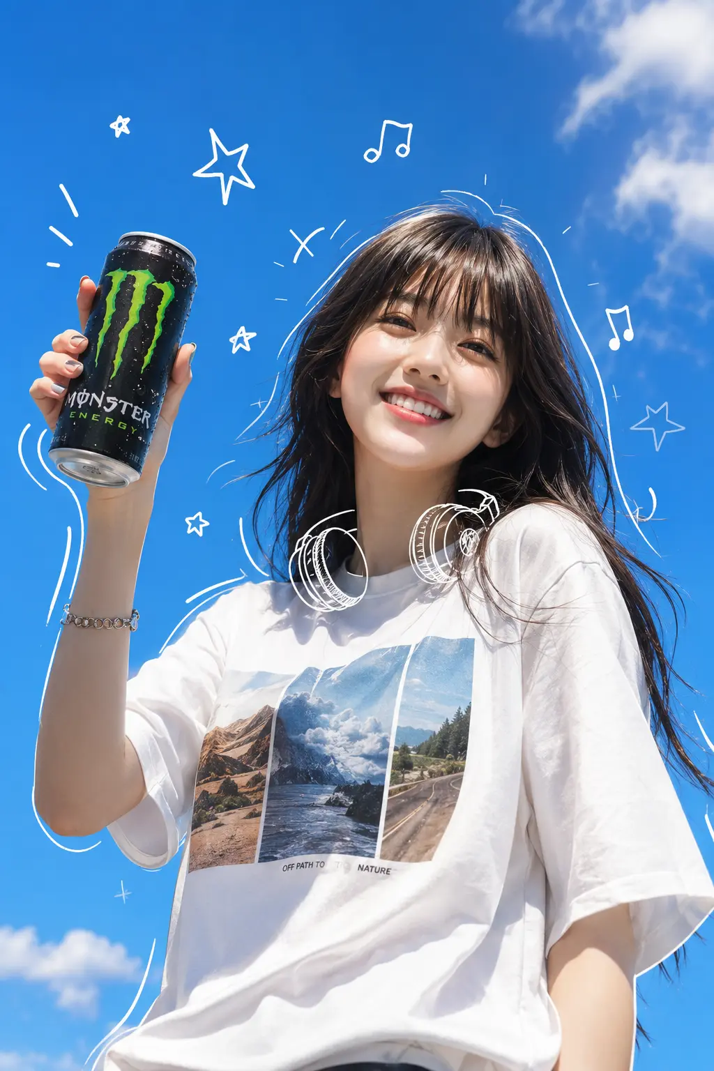 Happy energy under a blue sky