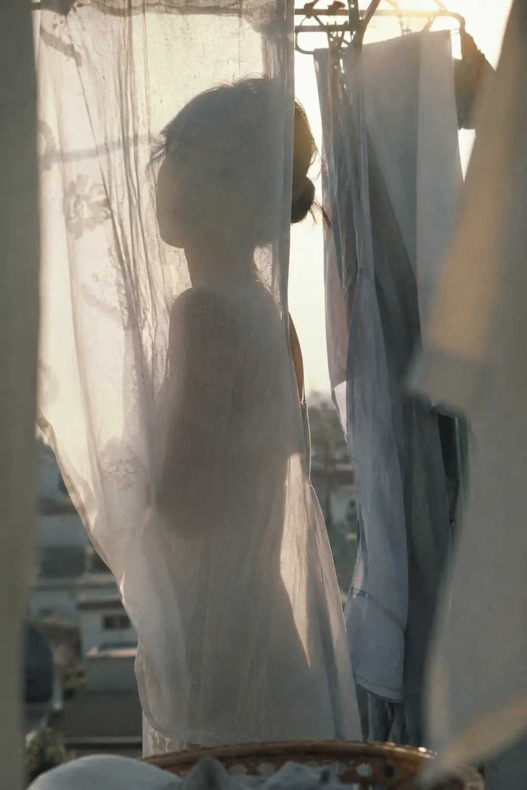 Laundry scene silhouette