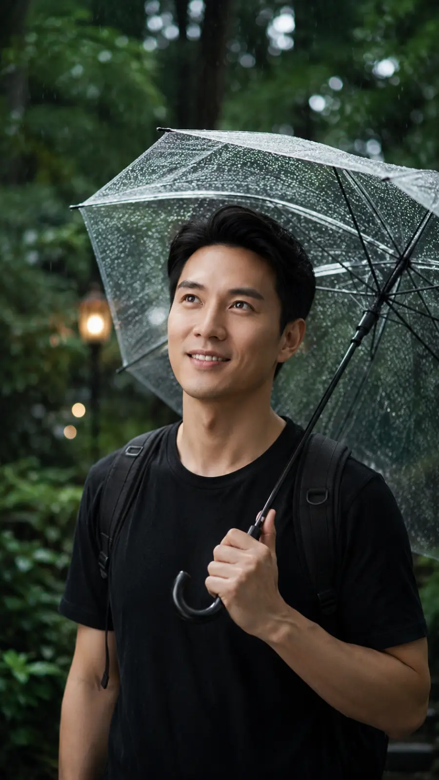 Gentle smile under the rain