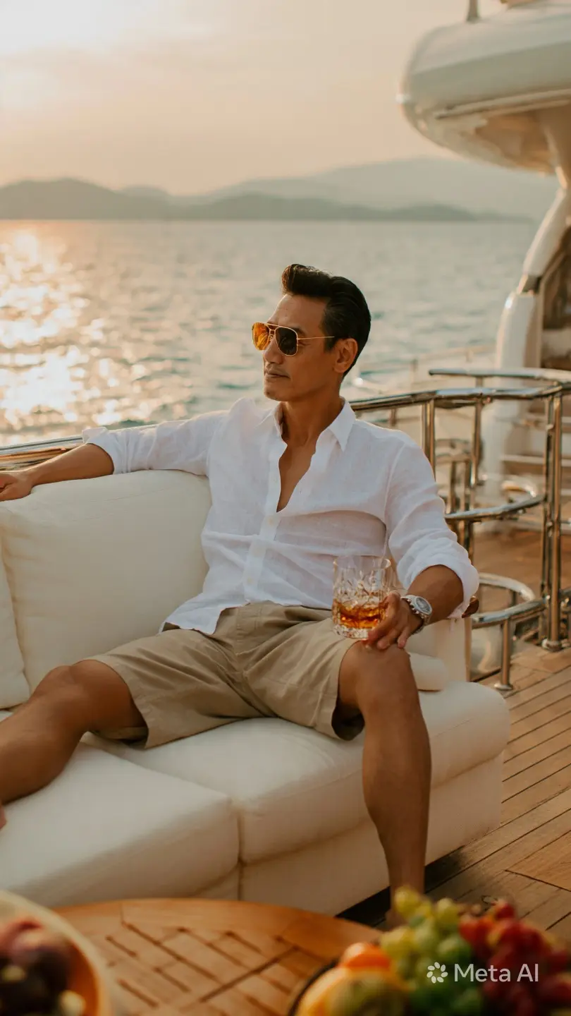 Luxury Yacht Sunset Solitude