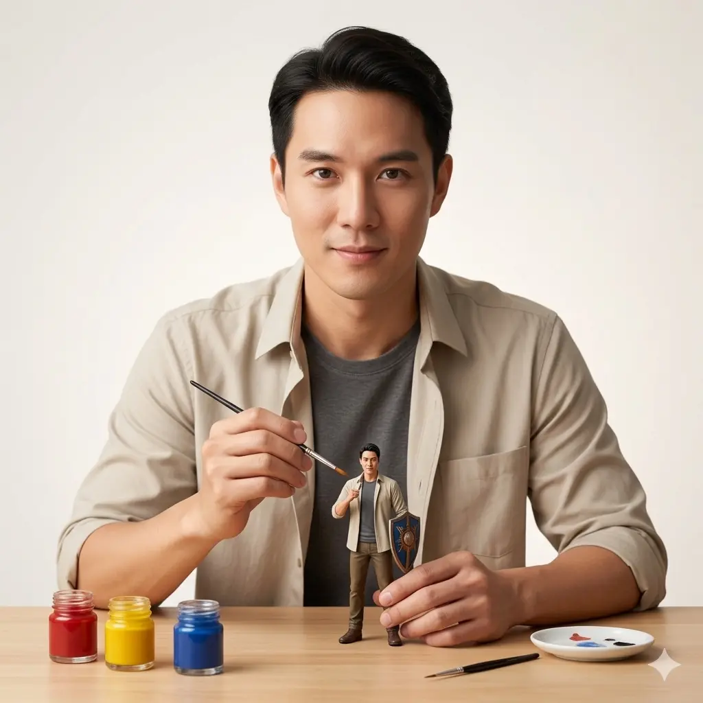Mini-Me Figurine Painting Scene