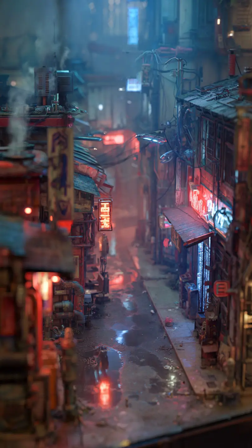 Cyberpunk alleyway diorama