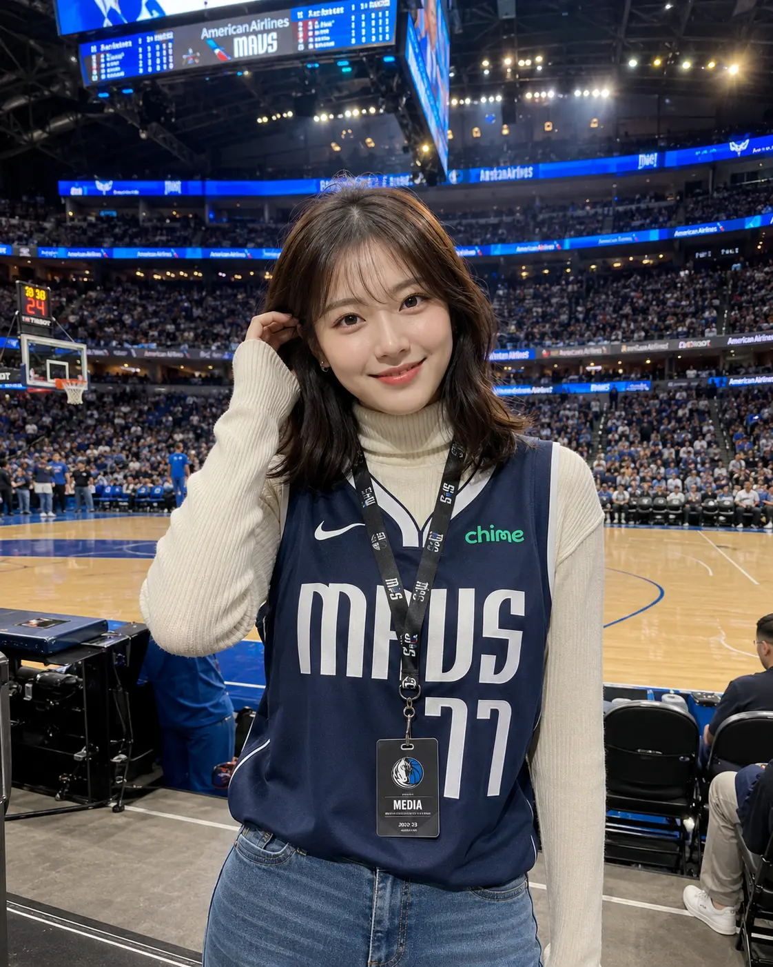 Courtside portrait at a lively arena