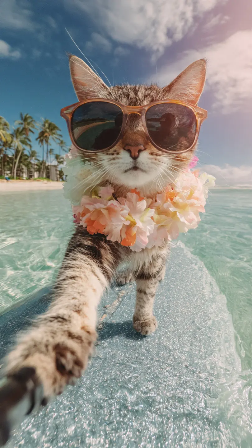 Surfing Cat in Hawaii