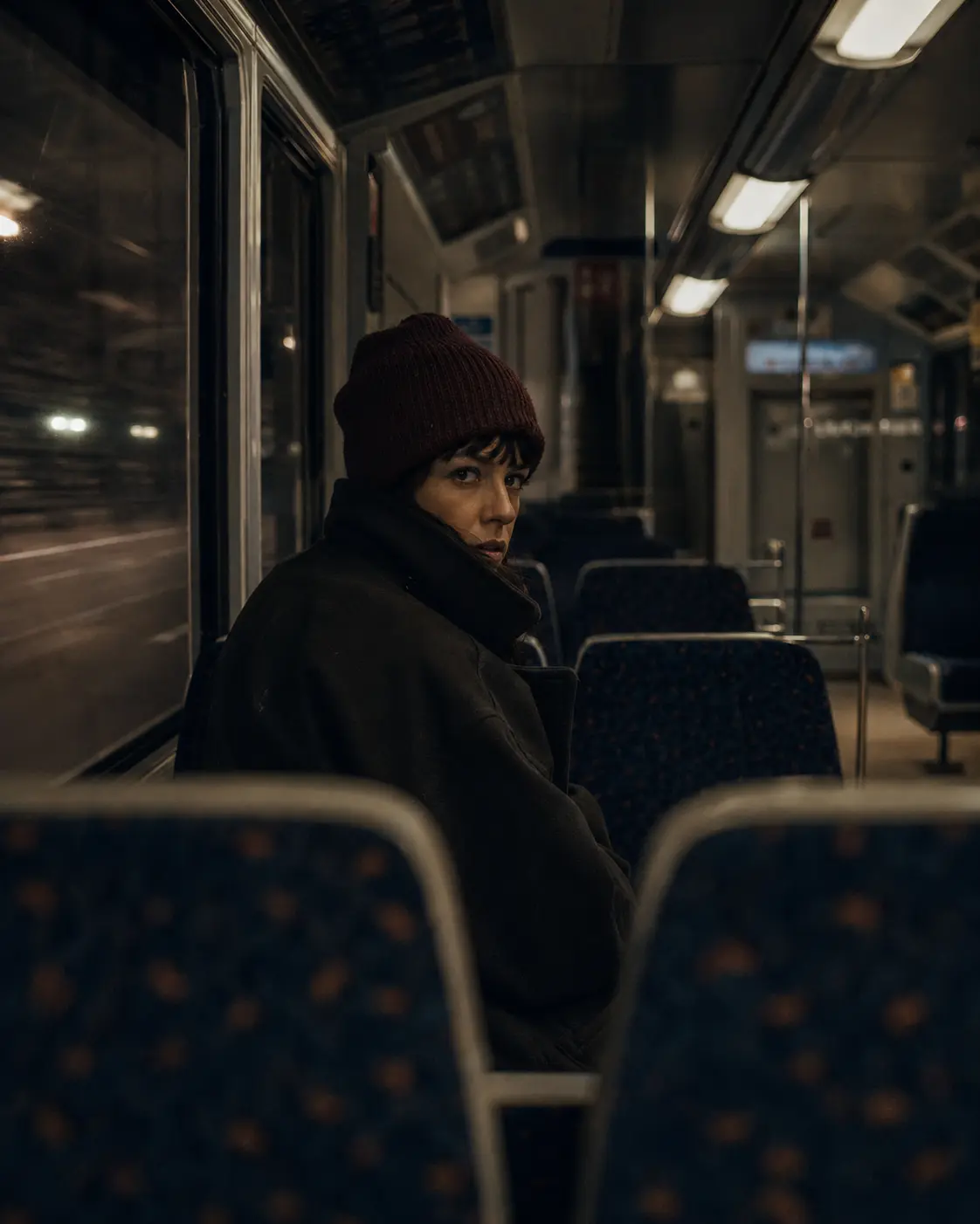 Quiet subway night ride