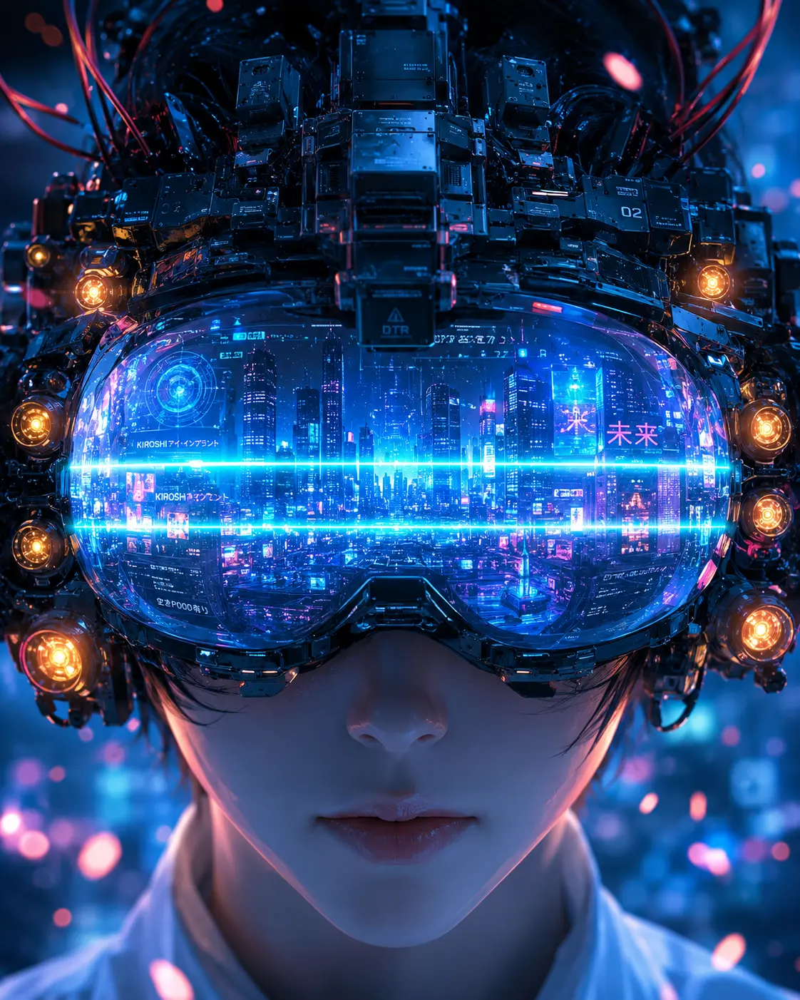Neon reflections and cybernetic vision