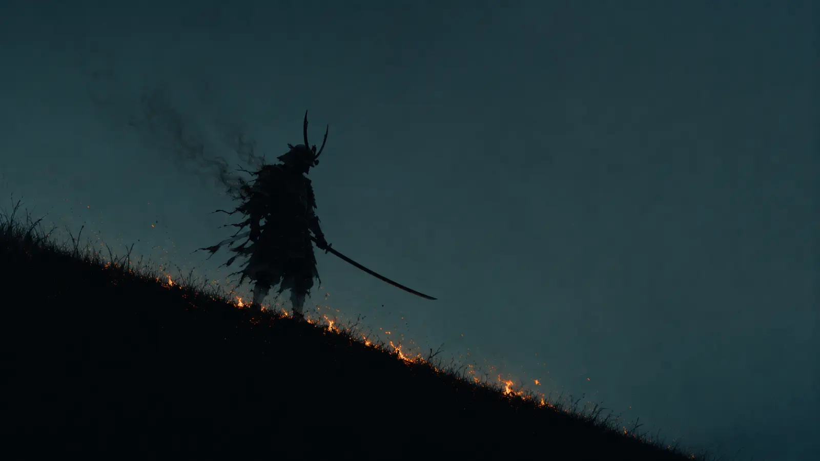 Solitary samurai at dawn