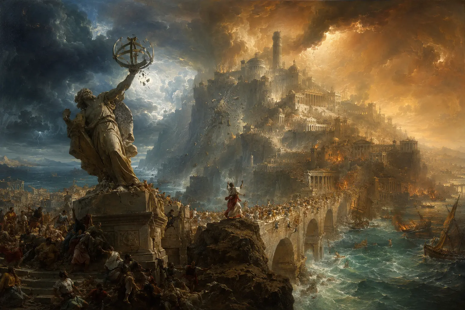 Apocalyptic Citadel Beneath a Stormy Sky