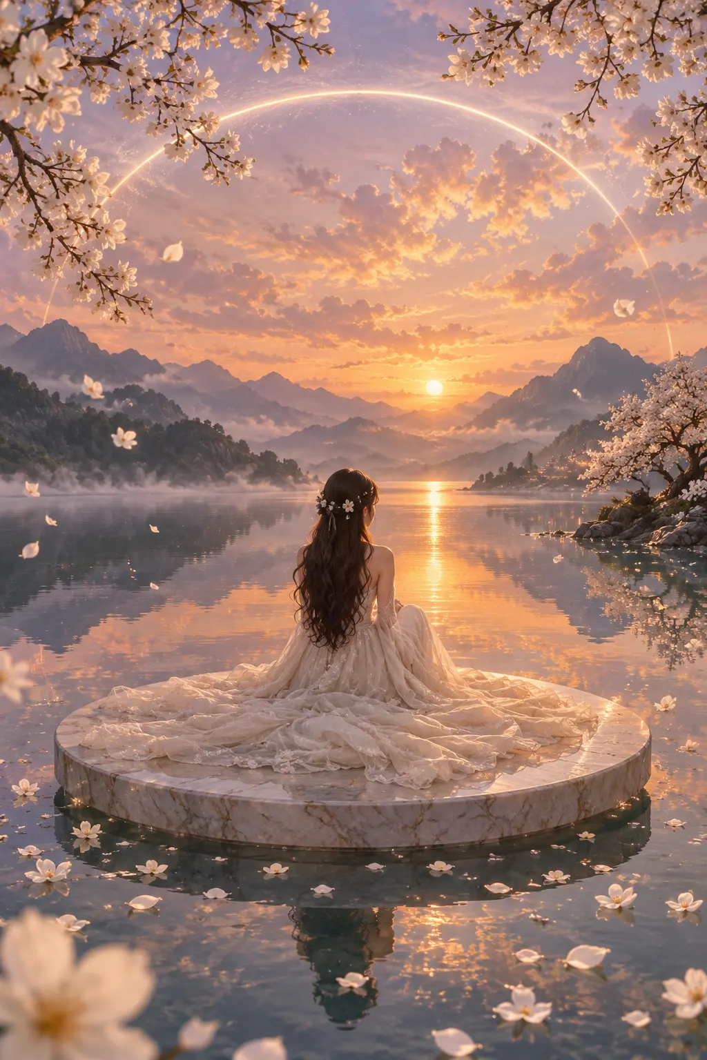 Dreamy Bride Beneath the Blossom Halo