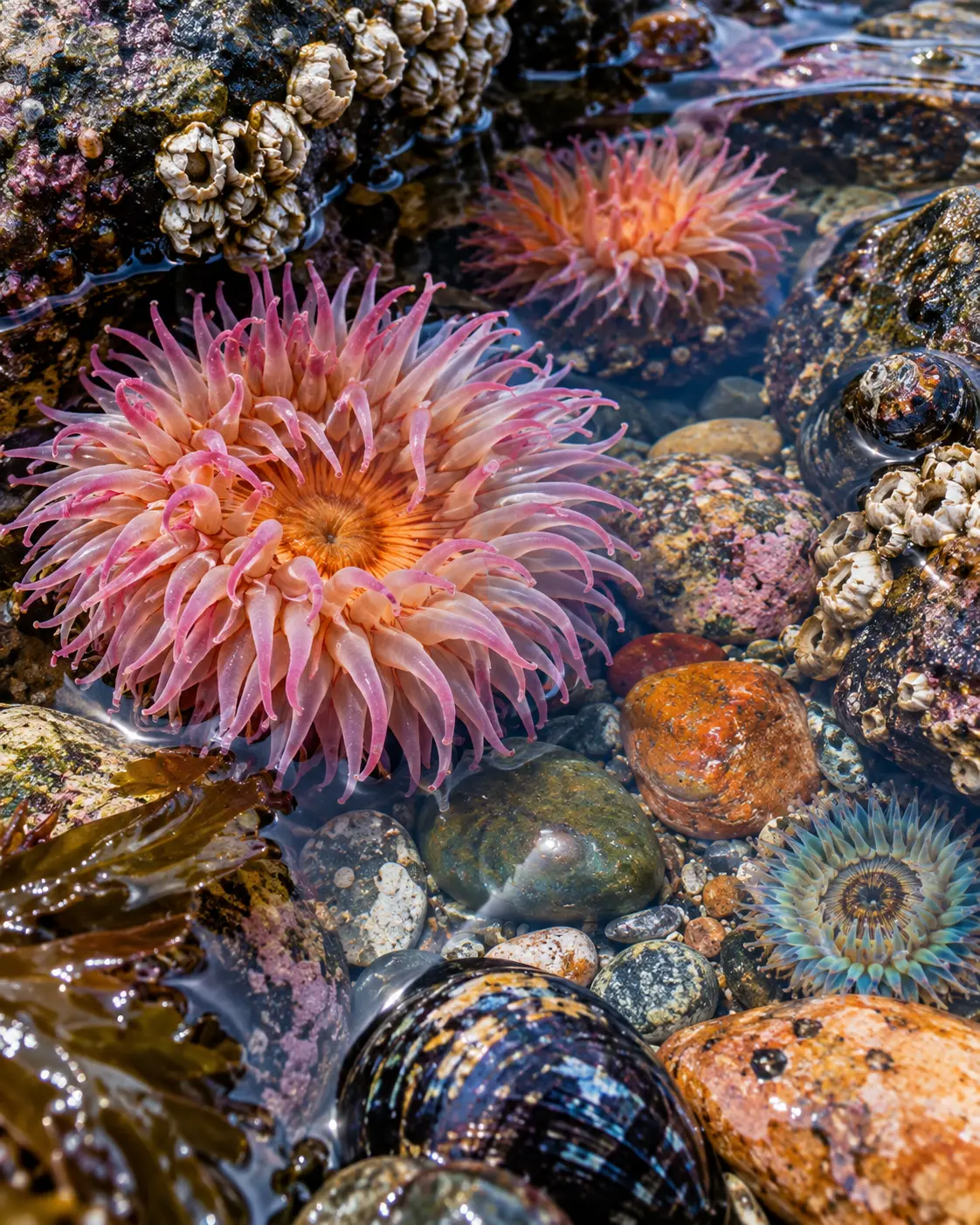Vibrant Tide Pool Anemone Ecosystem