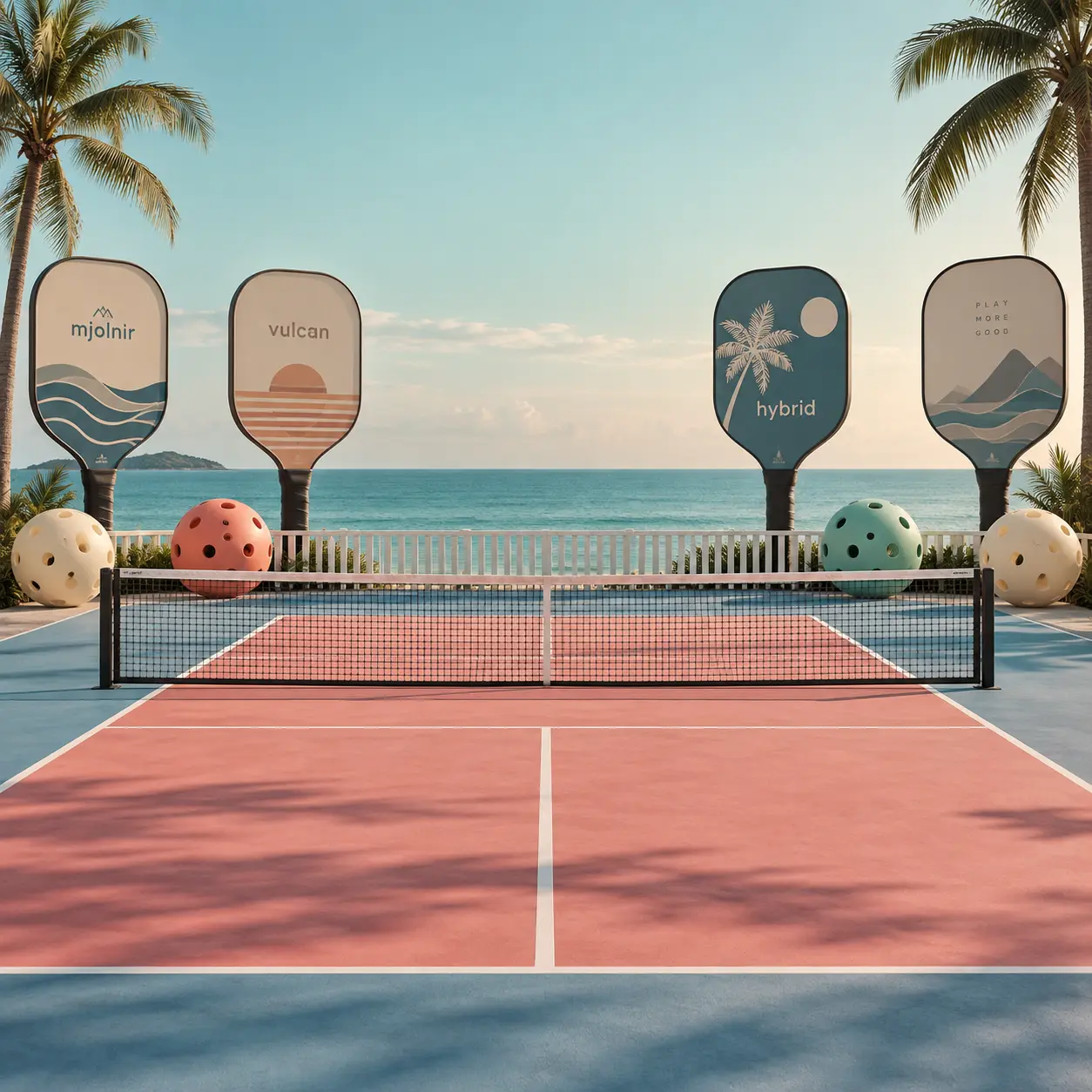 Pastel Beach Pickleball Court