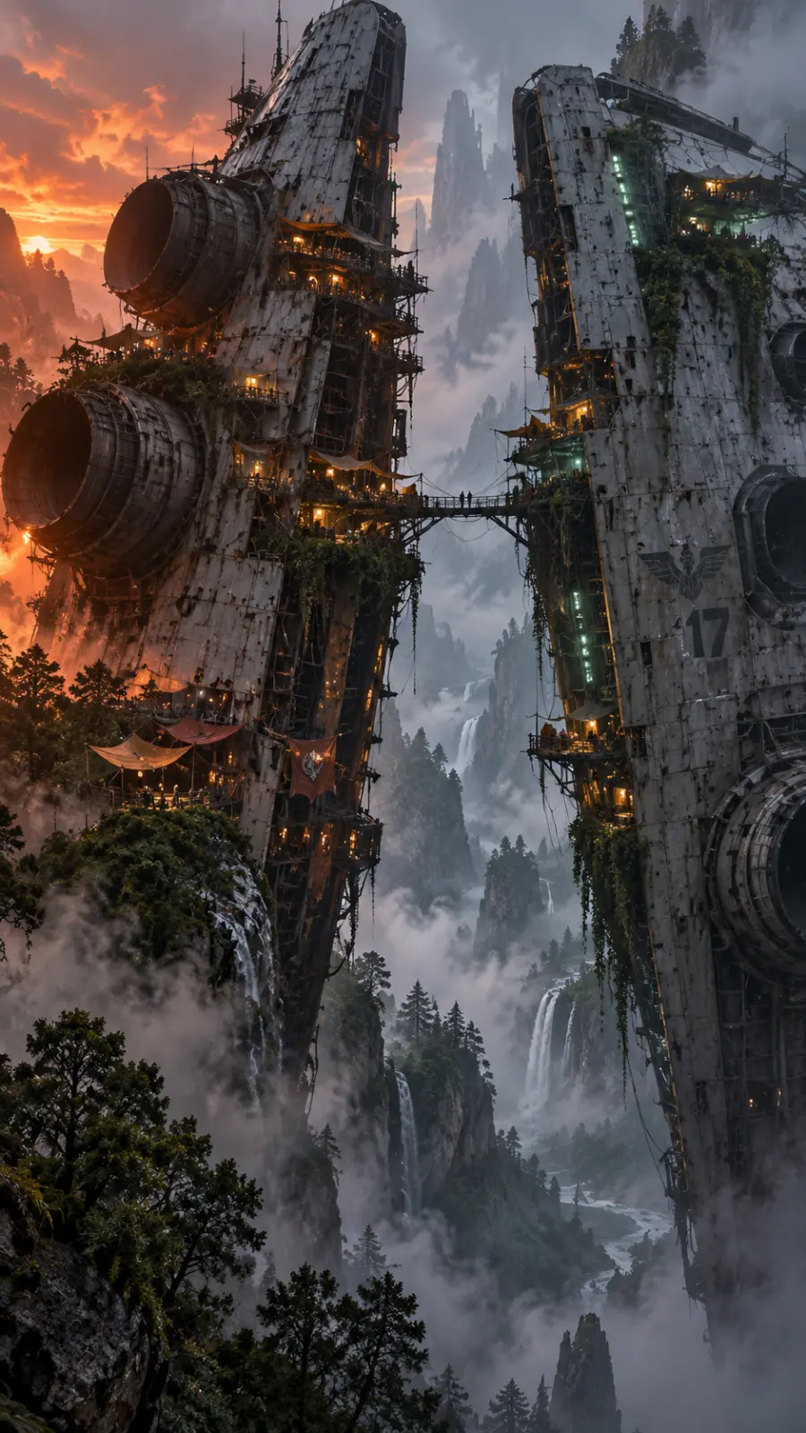 Wrecked Starships Above the Misty Valley