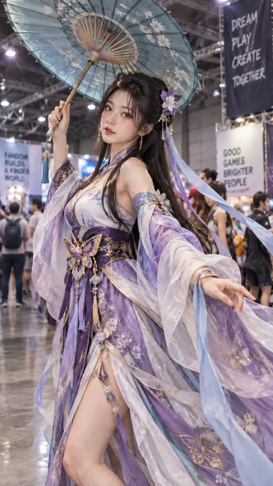 Lavender Hanfu Cosplayer at Expo
