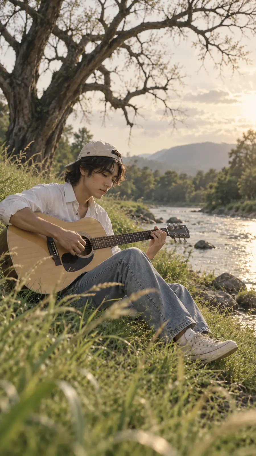 Sunset Guitar by the Riverside