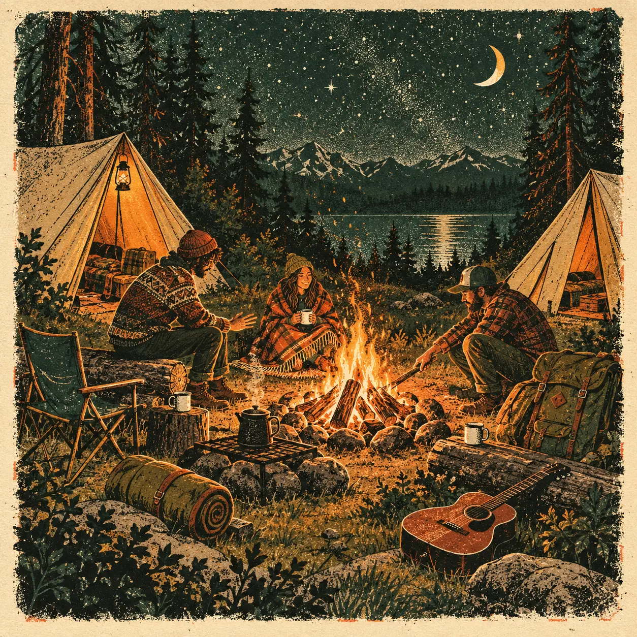 Campfire Under the Stars