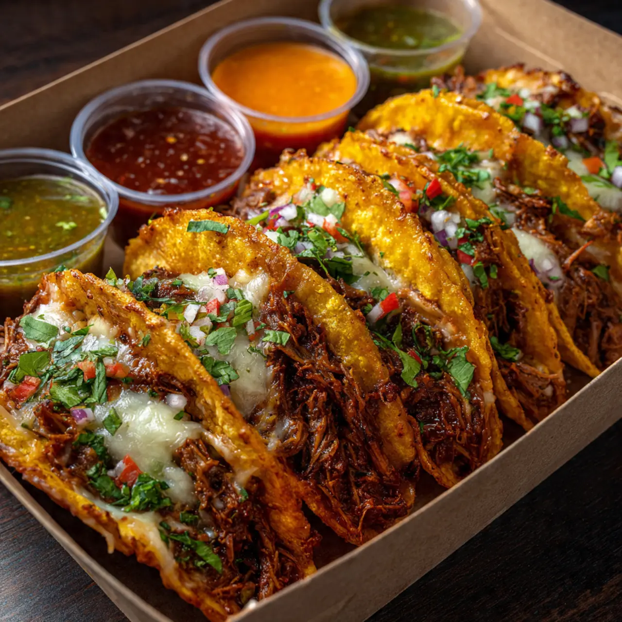 Loaded Tacos & Dipping Sauce