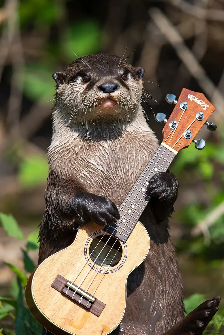 Otter playing a ukelele