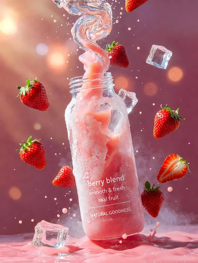 Strawberry Smoothie Glass Bottle