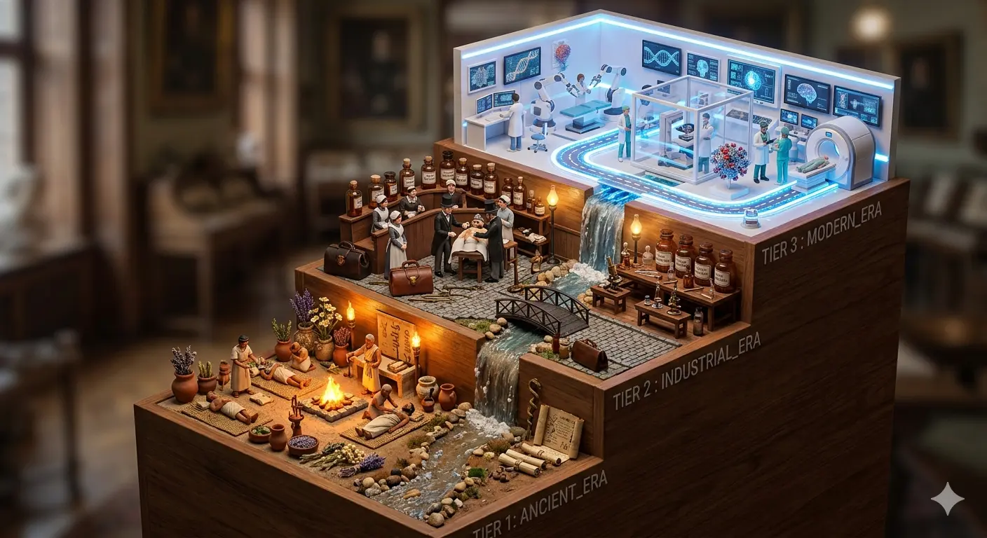 The Evolution of Medicine: A Three-Tier Diorama