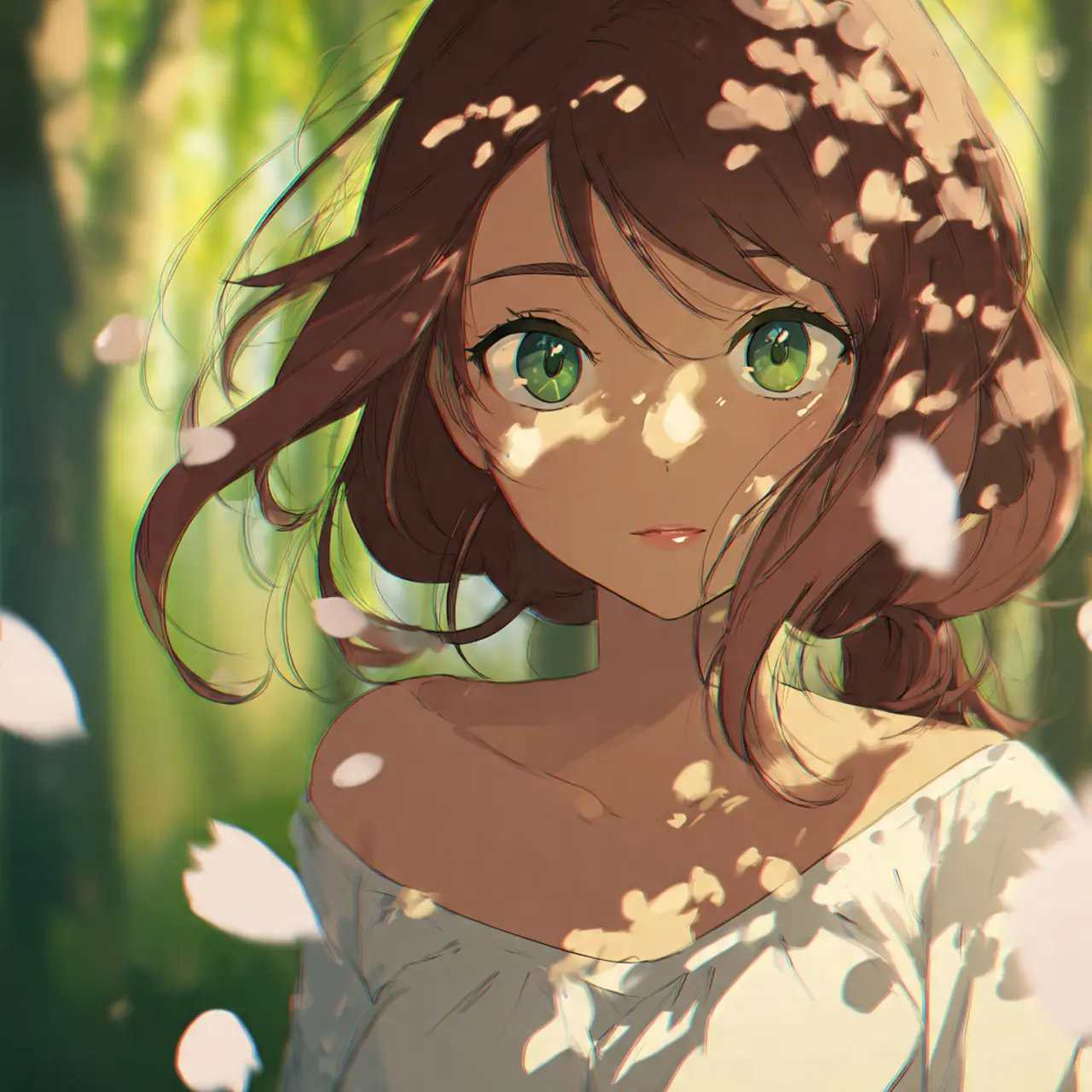 Sunlit Forest Anime Girl