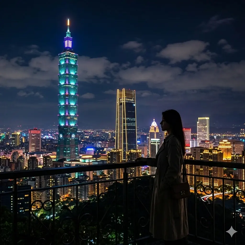 Night View of the Taipei Skyline from the Hills