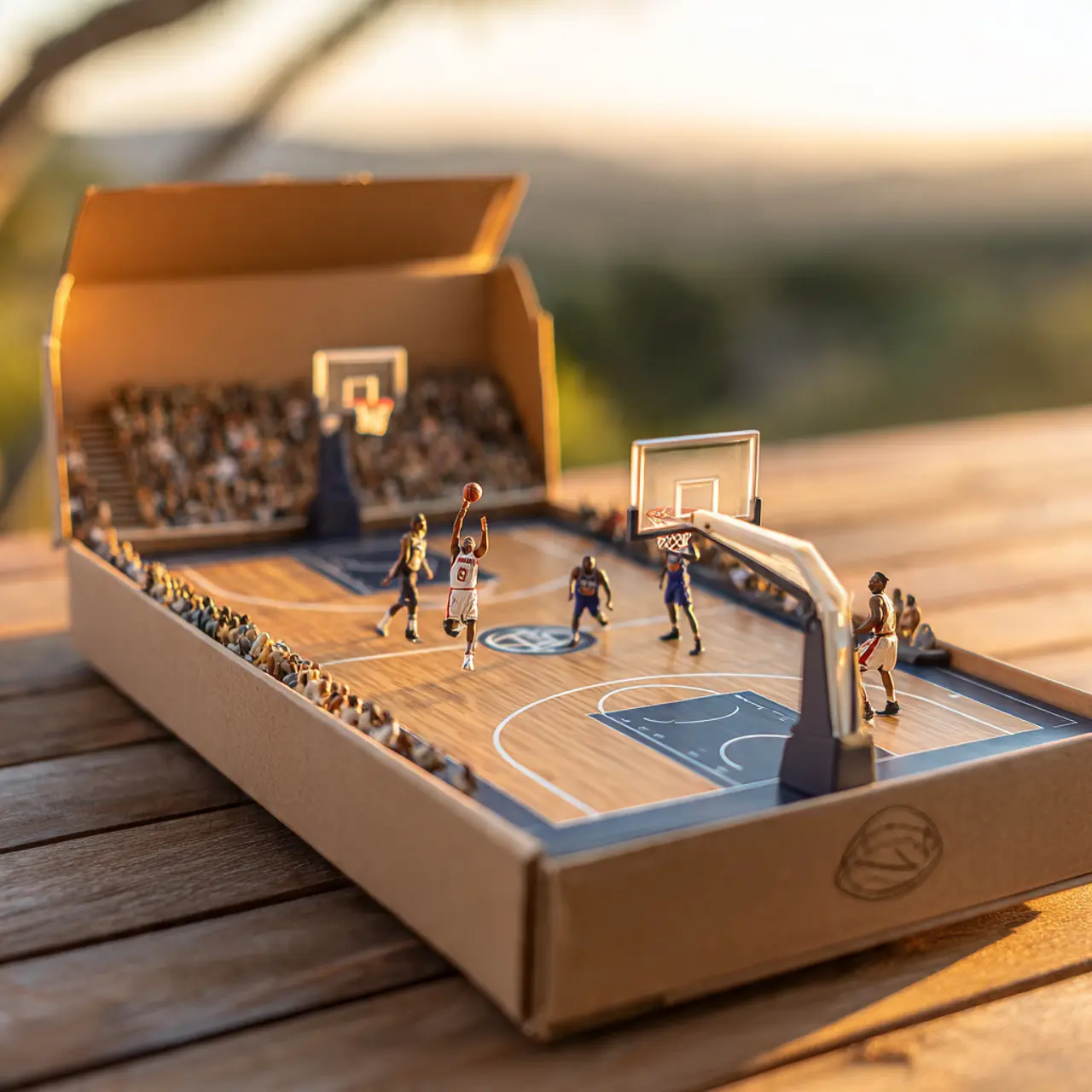Miniature Basketball Court Inside a Shoe Box