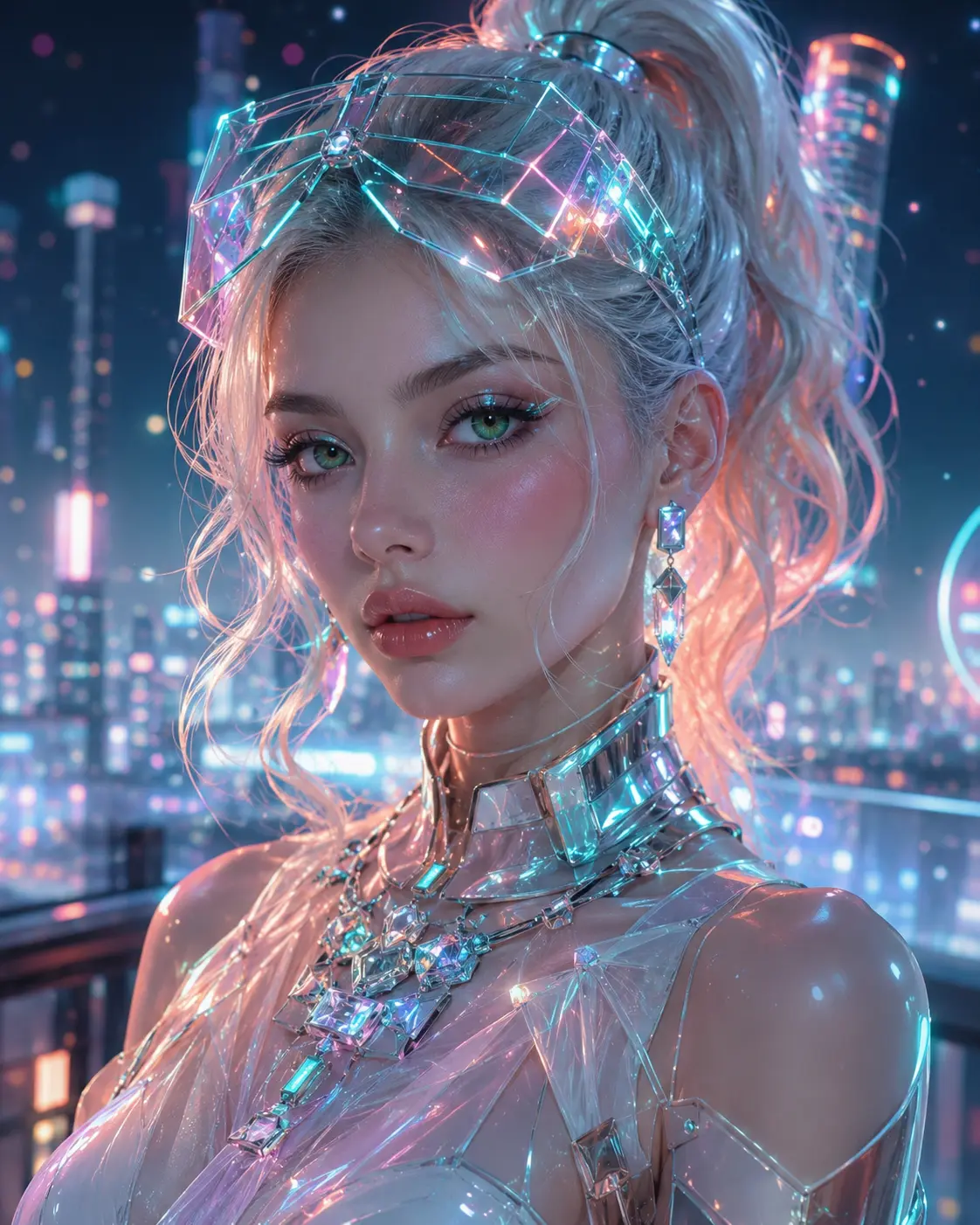 Neon Skyline Cyberpunk Elegance