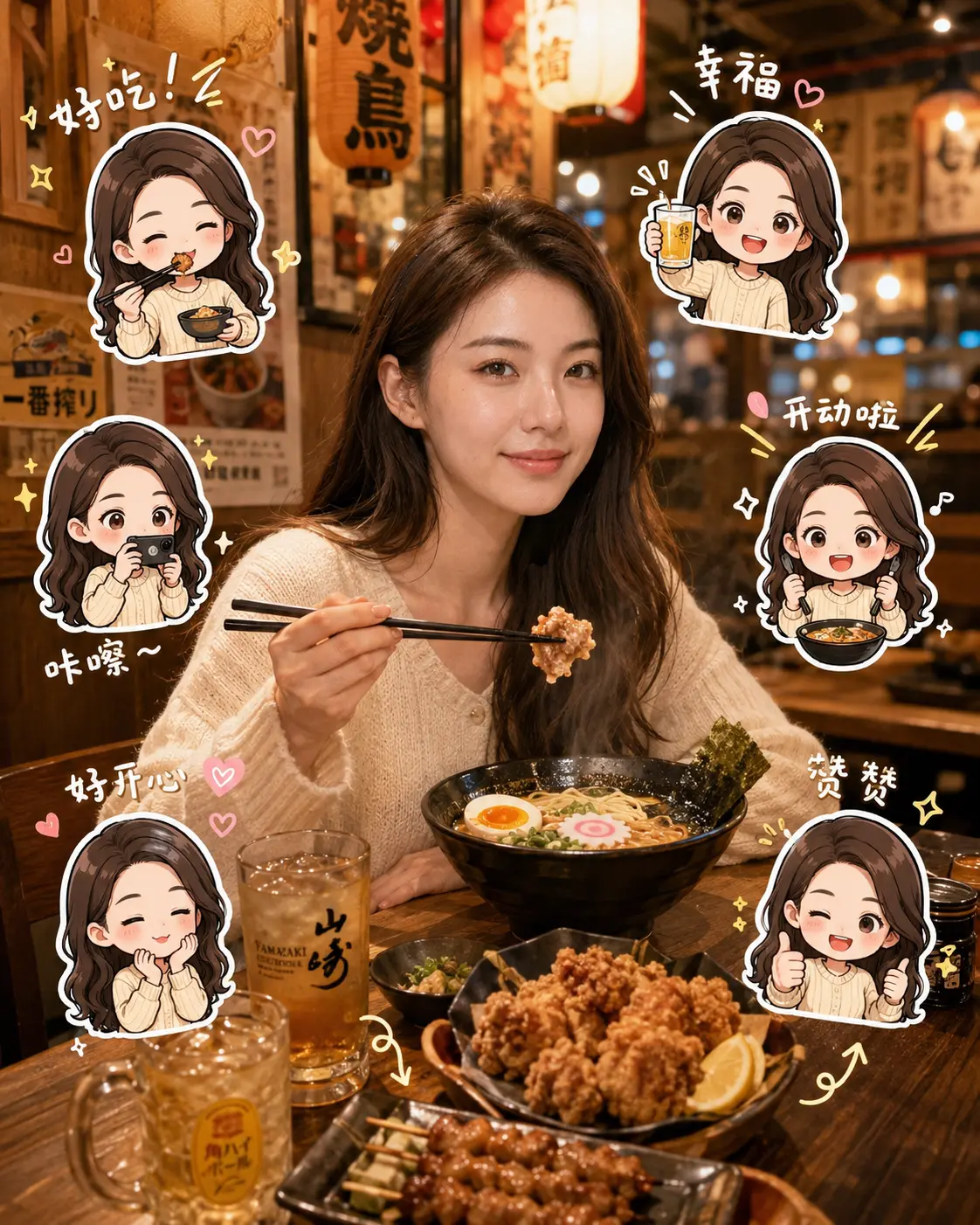 Cozy Ramen Night with Cute Foodie Stickers